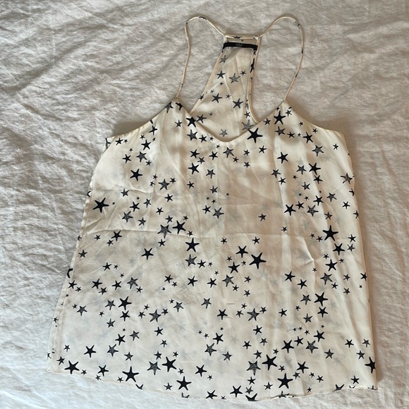 Tibi Tops - Star print silk Tibi racer back tank